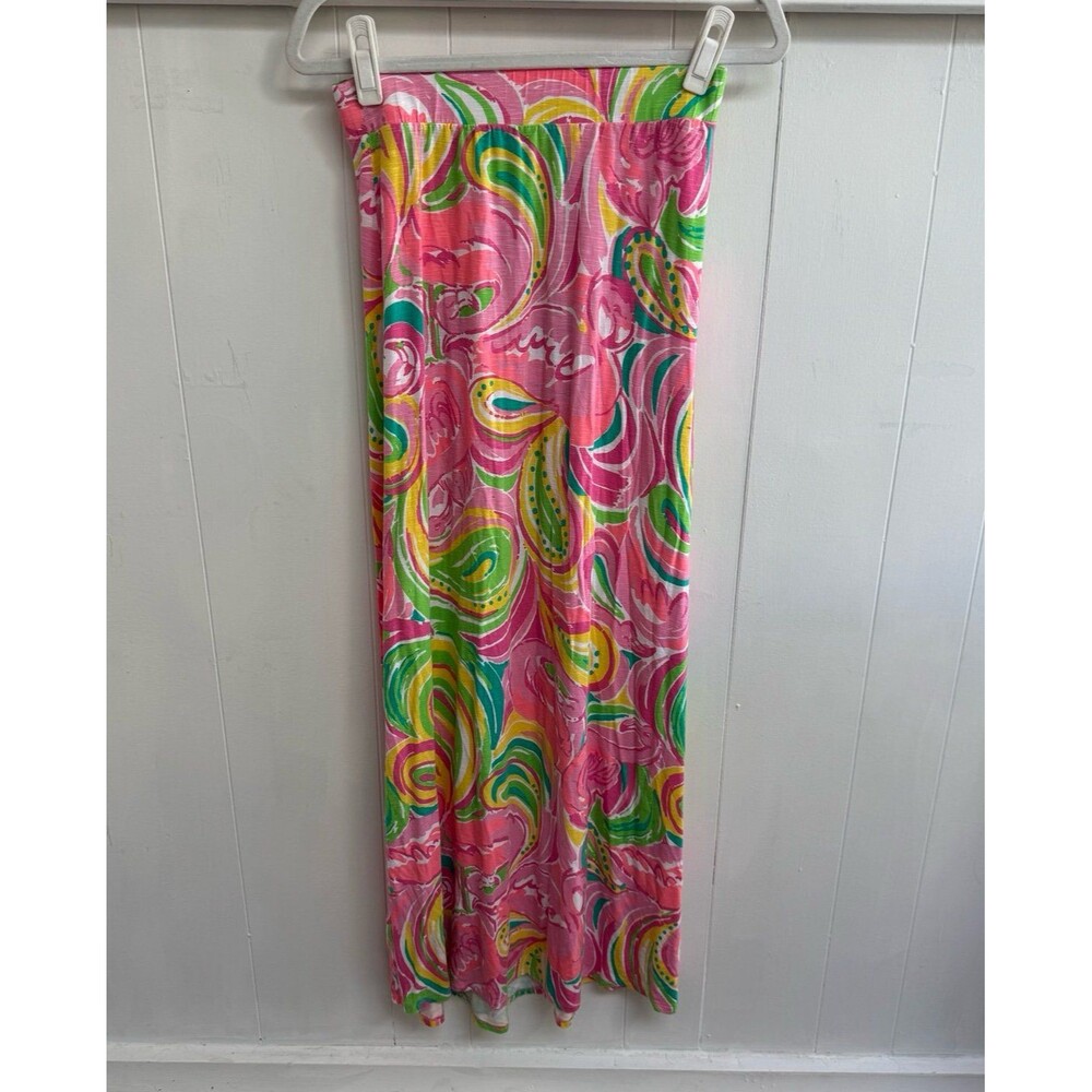Lilly Pulitzer Marnie Maxi Skirt All Nighter Pink Green Flamingo Print Sz Small